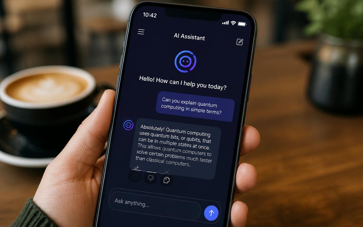 Écran de smartphone affichant une conversation avec un assistant IA